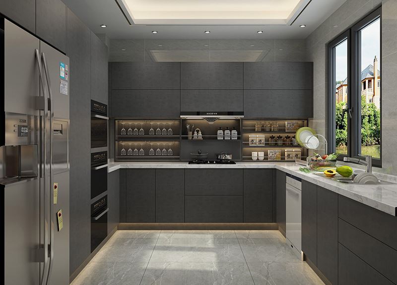 Modern melamine Kitchen CabinetHM1804 Modern melamine Kitchen CabinetHM1804