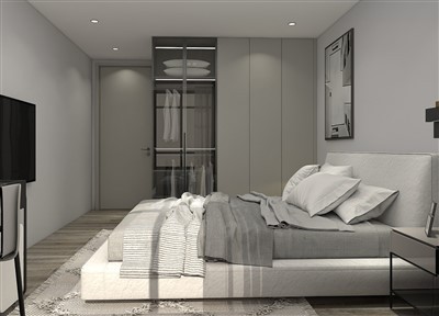 Guarda-roupa de madeira e vidro para quarto