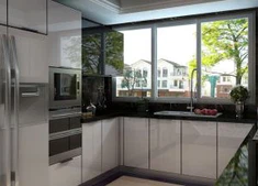 Armários de cozinha com porta acrílica