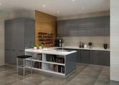 Armários de cozinha cinza alto brilho