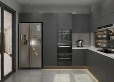 Armários de cozinha pretos contemporâneos